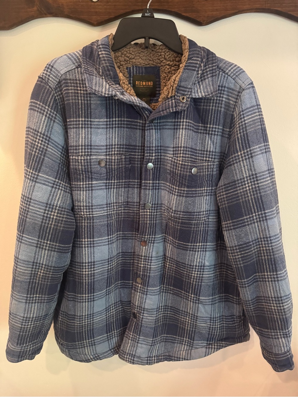 Men's Blue Plaid Sherpa-Lined Shirt Jacket